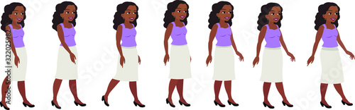 The gait of a dark-skinned woman. Character for animation
