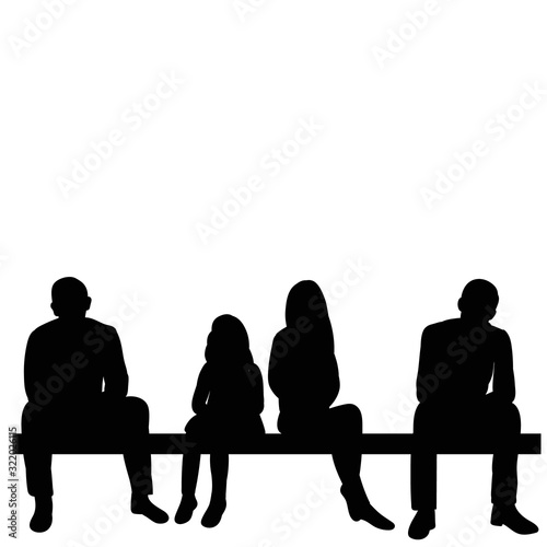 vector, isolated, black silhouette people are sitting