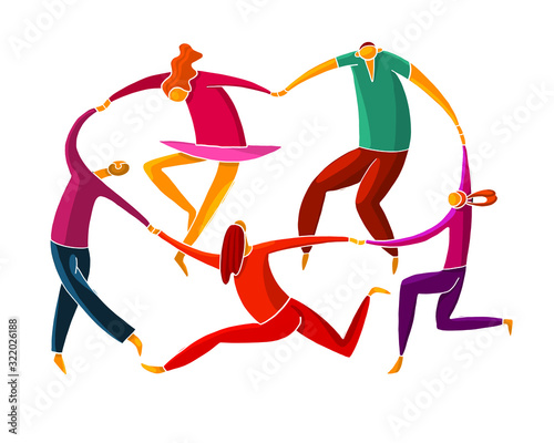 Vector image, isolated people, dance of different peoples, Association of people, illustration for websites