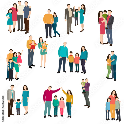 isolated  flat style people  parents and children