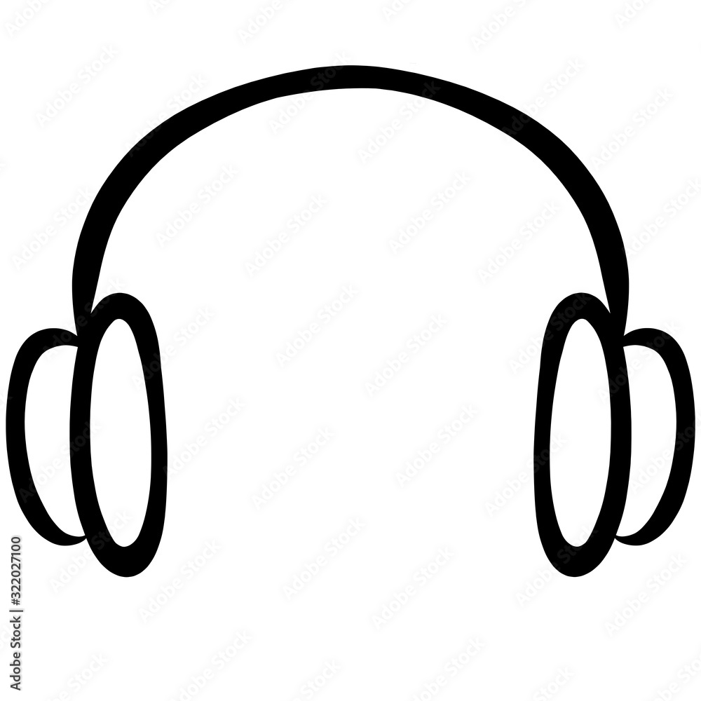 headphones, black outline on a white background headphones, black outline on a white background