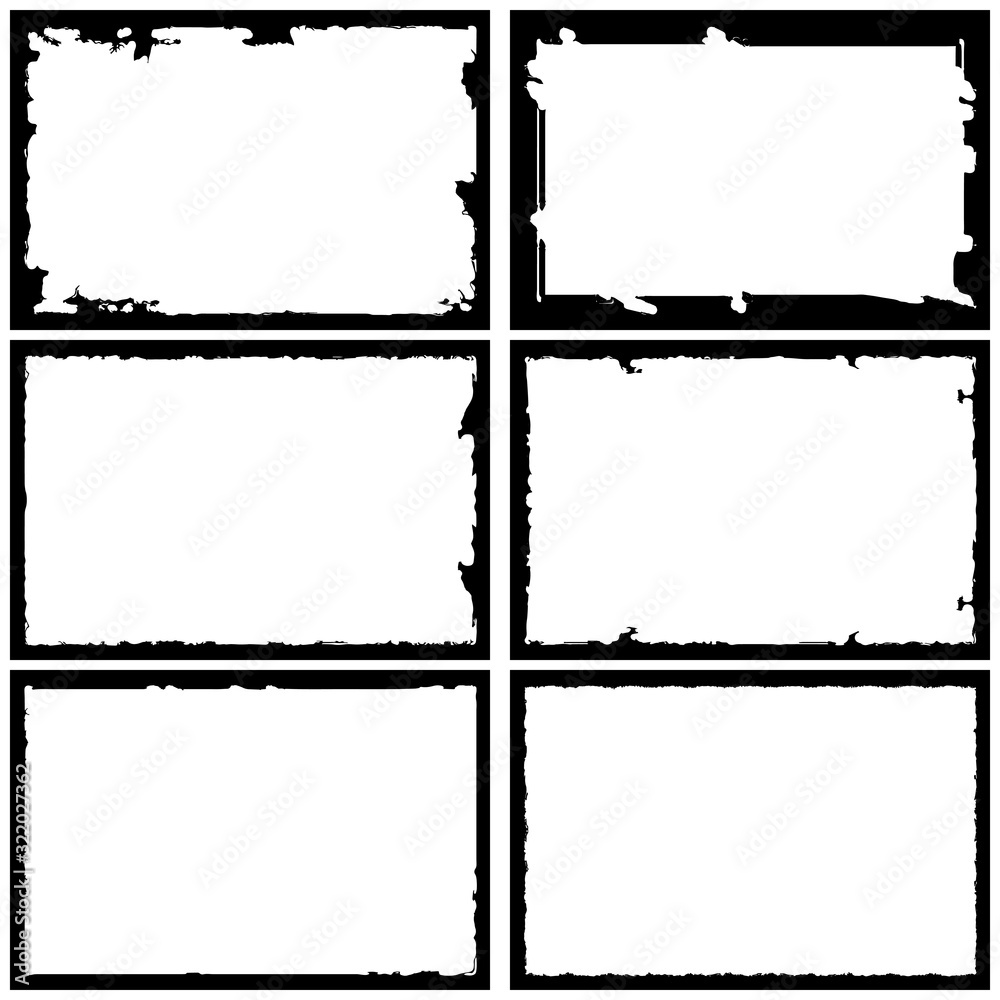 Set of grunge style frames black on white background Set of grunge style frames black on white background