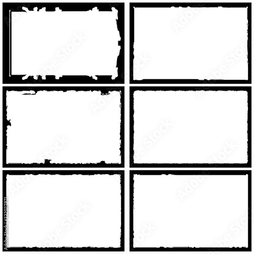 Fototapeta Naklejka Na Ścianę i Meble -  Set of grunge style frames black on white background