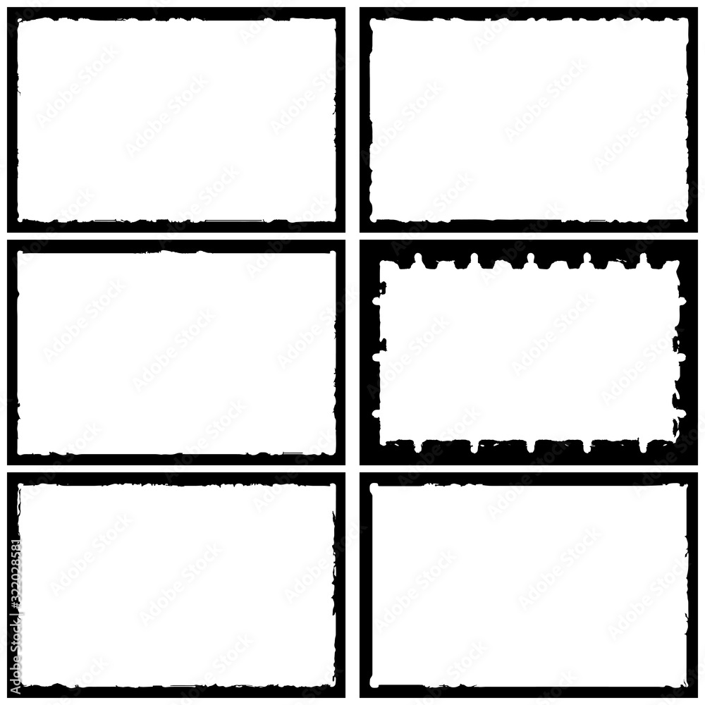 Set of grunge style frames black on white background Set of grunge style frames black on white background