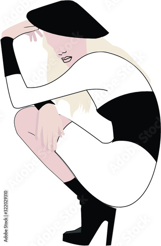 vector image of a girl. Stylish logo. Fashionable girl model in a stylish pose. For branded clothing stores