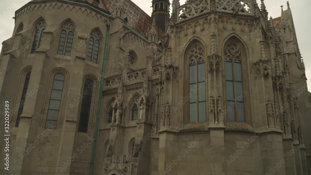 Beautiful Ancestral Architecture Of The Fisherman's Bastion Church- Tilt down Shot Beautiful Ancestral Architecture Of The Fisherman's Bastion Church- Tilt down Shot