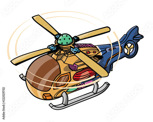 Toy Helicopter on White Background (blue background included in vector format)