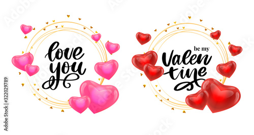 Valentine poster, card, label, banner letter slogan Vector elements for Valentine's day design elements. Typography Love heart