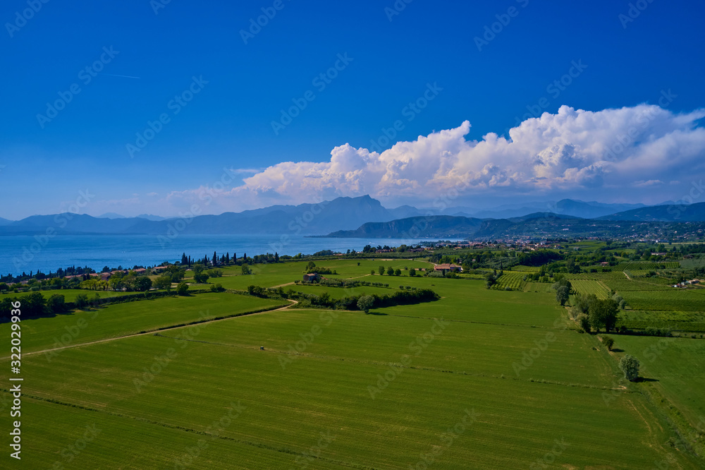 Aerial view, panorama of Lake Garda Italy