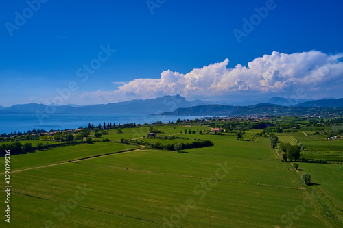 Aerial view  panorama of Lake Garda Italy