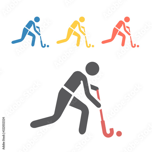 Field Hockey player icon. Vector signs for web graphics