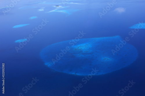 Aerial view of tropical coral reefs