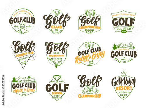 Set of vintage Golf emblems and stamps. Colorful badges  templates and stickers for Golf club
