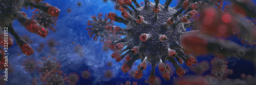 contagious coronaviruses, health threatening virus in liquid environment