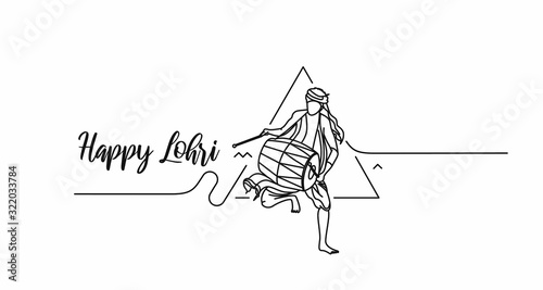 Happy Lohri holiday festival of Punjab India, vector illustration.