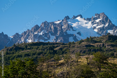 Snow capped mountain of Cerro Castillo in Chilean Patagonia