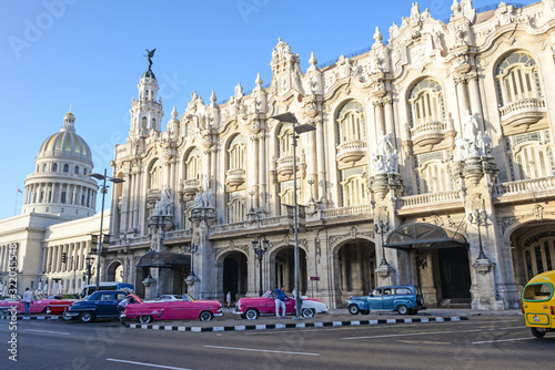 Great theatre of Havana with parked retro cars in Havana, Cuba © Юлия Серова