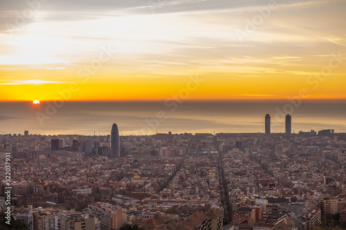 Beautiful sunrise in Barcelona © fotoluk1983