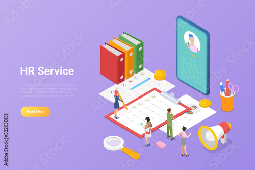 HR Recruitment Isometric Flat design concept illustration