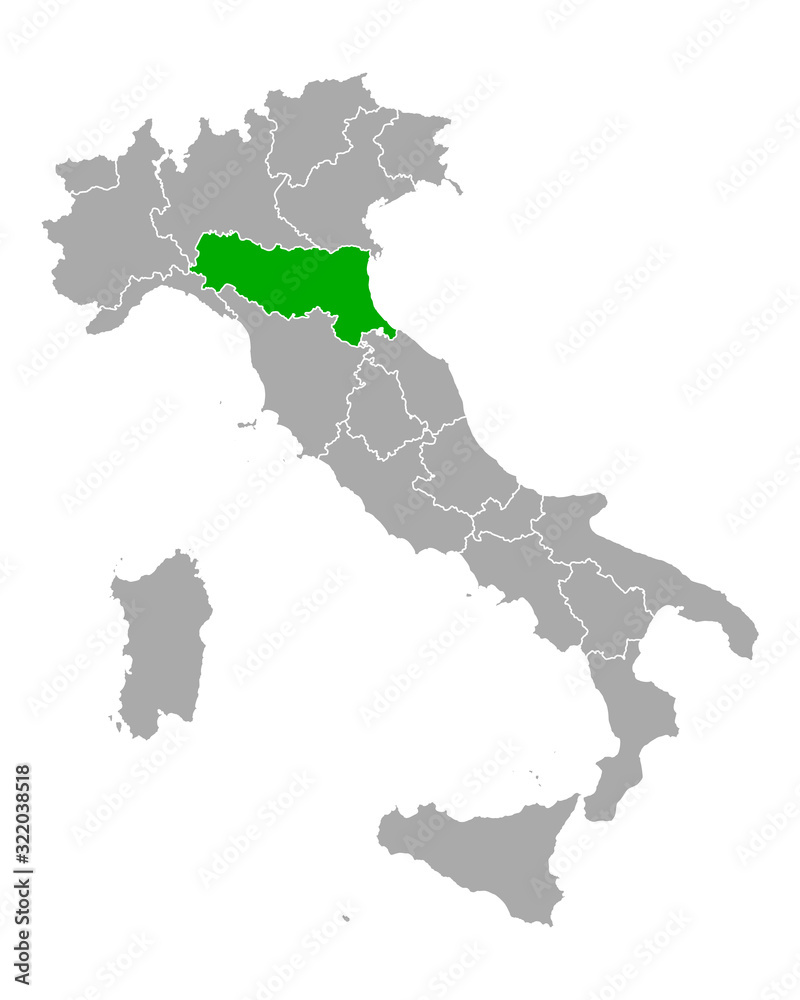 Karte von Emilia-Romagna in Italien