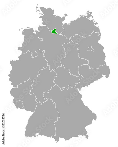 Karte von Hamburg in Deutschland