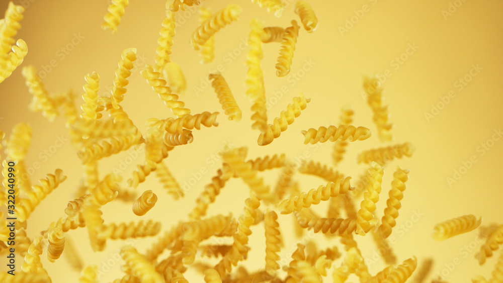 Freeze motion of flying uncooked pasta