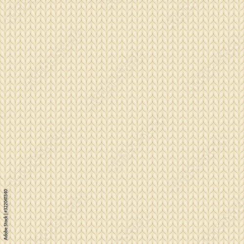 Seamless knitted beige pattern. Winter handycraft background