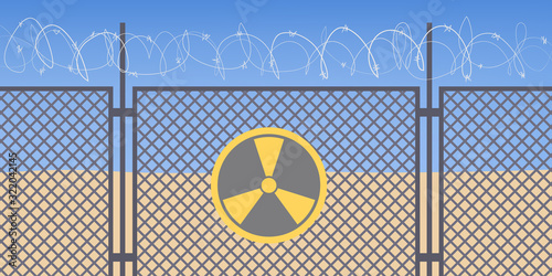 Warning, danger background with radiation danger sign, vector illustration.