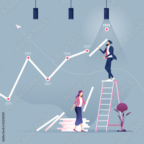 Businessman creating stock chart-Business growth concept