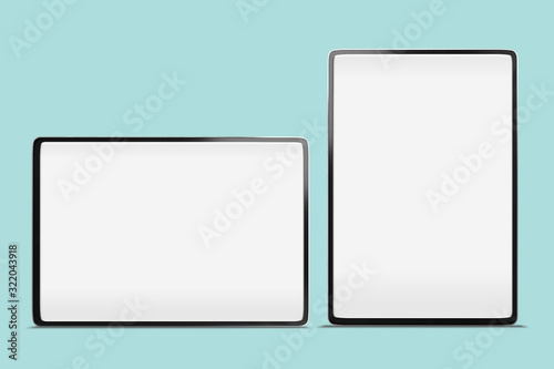 Digital tablet large full screen smart slim edge mock up background with copy space and Clipping path on blank screen easy replace you design .