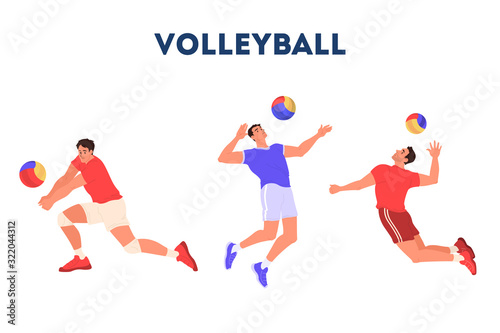 Volleyball player jumping and hitting a ball. Volleyball player training.