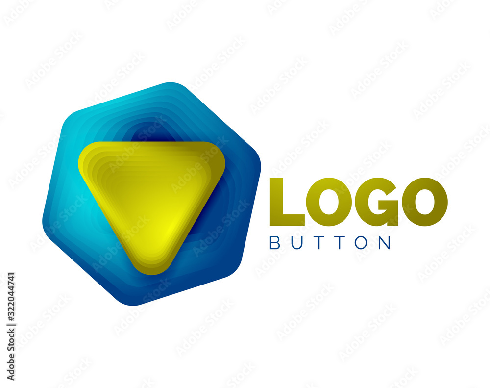 Play, arrow or download button icon, minimal design business logo template. 3d geometric bold in relief style with color blend steps effect. Vector Illustration For Wallpaper, Banner, Background, Card Play, arrow or download button icon, minimal design business logo template. 3d geometric bold in relief style with color blend steps effect. Vector Illustration For Wallpaper, Banner, Background, Card