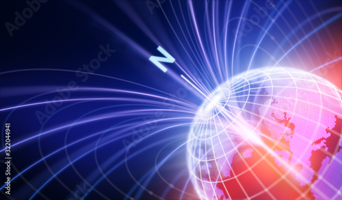 Abstract Earth with Magnetic Fields - 3D Rendering