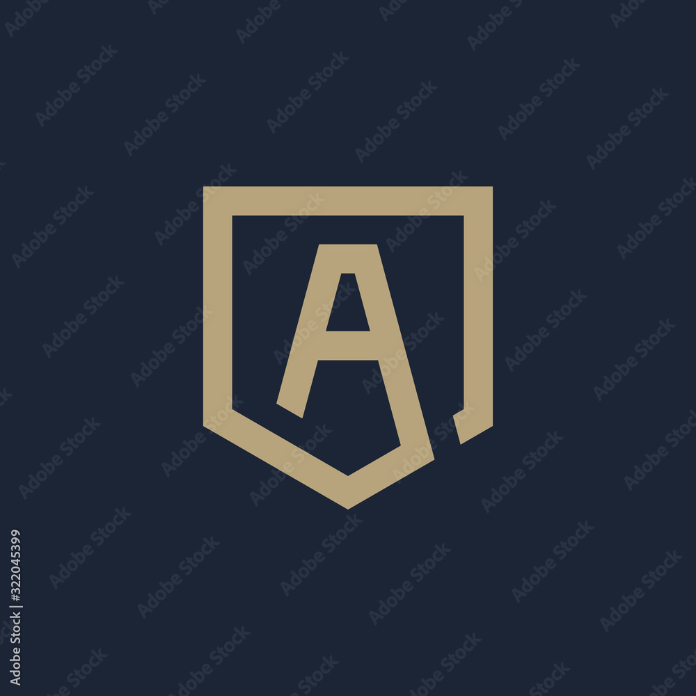 Letter A Shield logo design. Shield Line geometry for company Security logo. Logo Icon Template for Web and Business Card. - vector Letter A Shield logo design. Shield Line geometry for company Security logo. Logo Icon Template for Web and Business Card. - vector