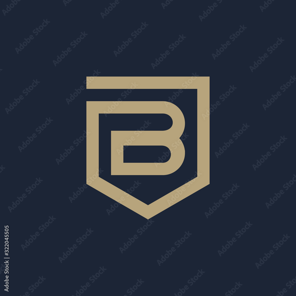 Letter B Shield logo design. Shield Line geometry for company Security logo. Logo Icon Template for Web and Business Card. - vector Letter B Shield logo design. Shield Line geometry for company Security logo. Logo Icon Template for Web and Business Card. - vector