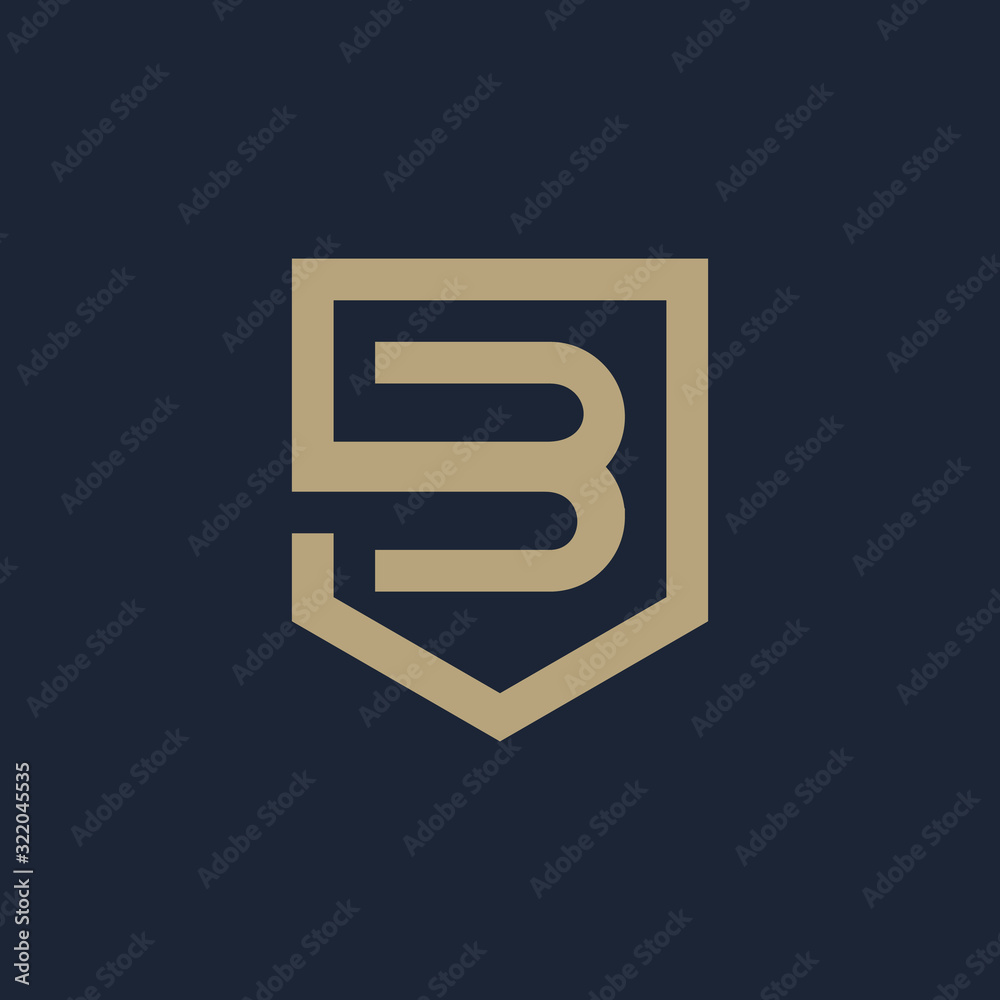 Letter B Shield logo design. Shield Line geometry for company Security logo. Logo Icon Template for Web and Business Card. - vector Letter B Shield logo design. Shield Line geometry for company Security logo. Logo Icon Template for Web and Business Card. - vector