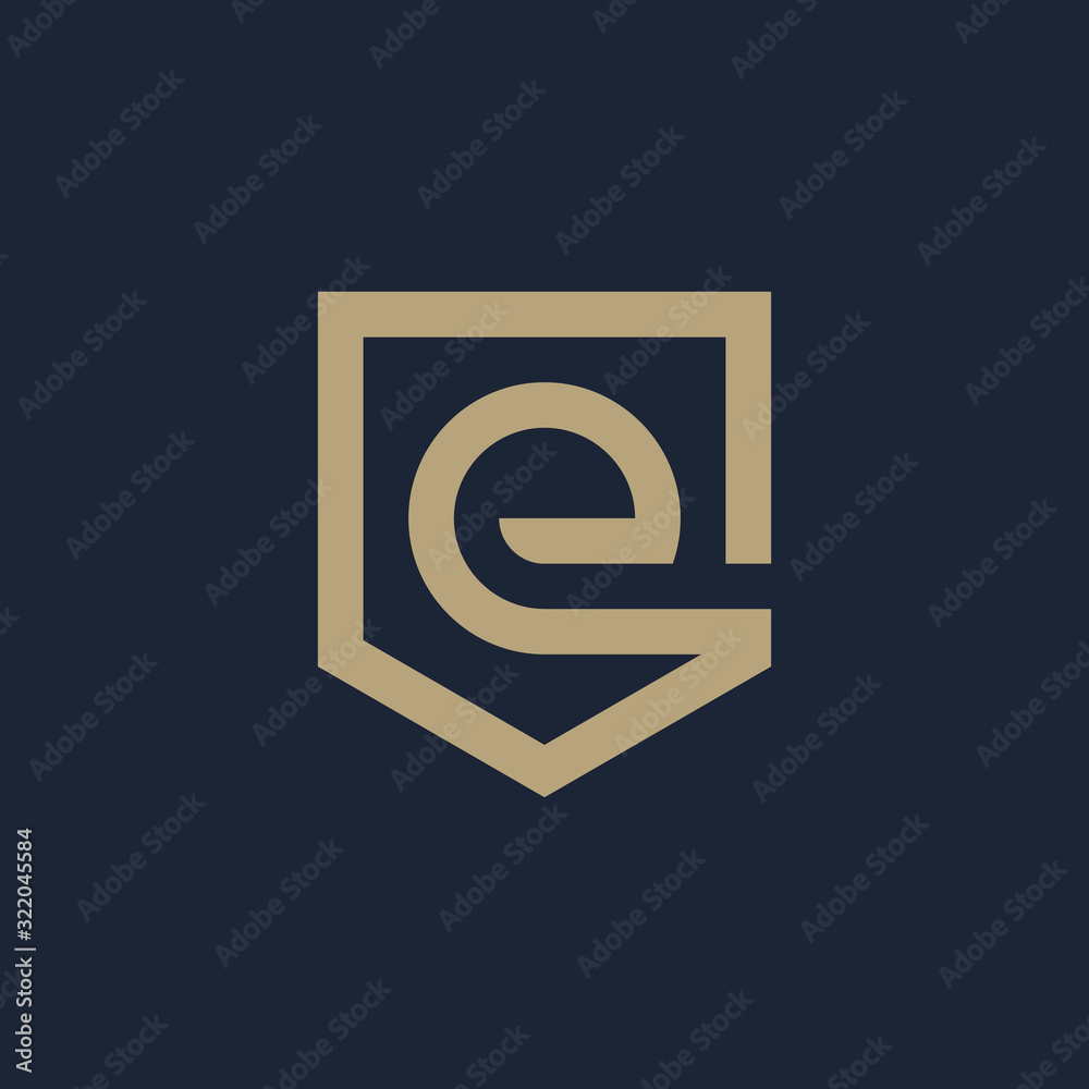 Letter E Shield logo design. Shield Line geometry for company Security logo. Logo Icon Template for Web and Business Card. - vector Letter E Shield logo design. Shield Line geometry for company Security logo. Logo Icon Template for Web and Business Card. - vector
