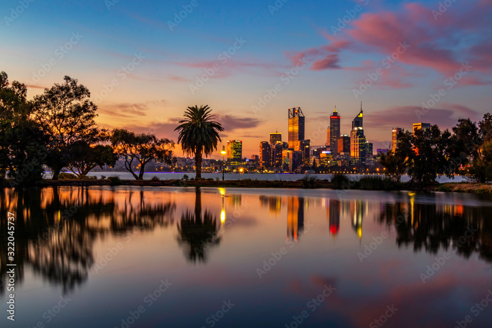 Golden Hour Sunset Reflections over Perth