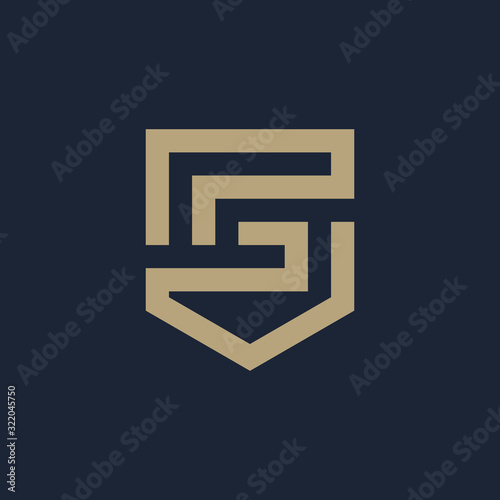 Letter G S Shield logo design. Shield Line geometry for company Security logo. Logo Icon Template for Web and Business Card. - vector