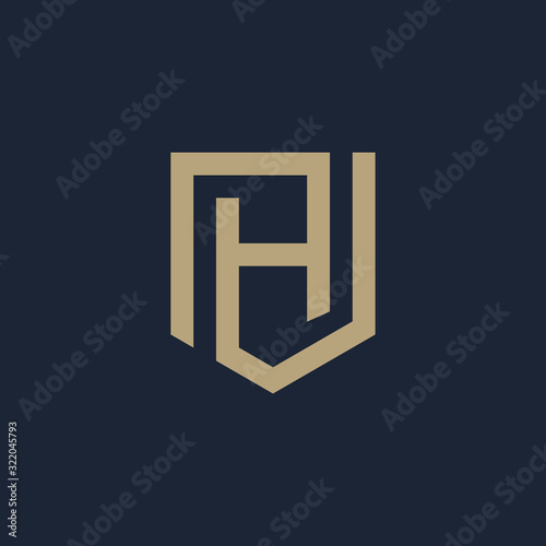 Letter H Shield logo design. Shield Line geometry for company Security logo. Logo Icon Template for Web and Business Card. - vector