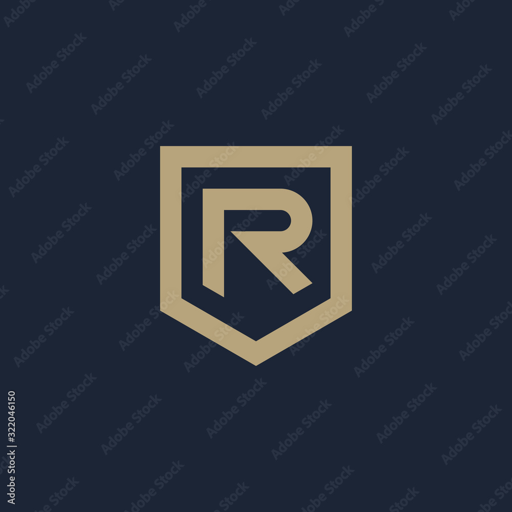 Letter R Shield logo design. Shield Line geometry for company Security logo. Logo Icon Template for Web and Business Card. - vector Letter R Shield logo design. Shield Line geometry for company Security logo. Logo Icon Template for Web and Business Card. - vector
