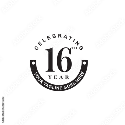16th year celebrating anniversary emblem logo design