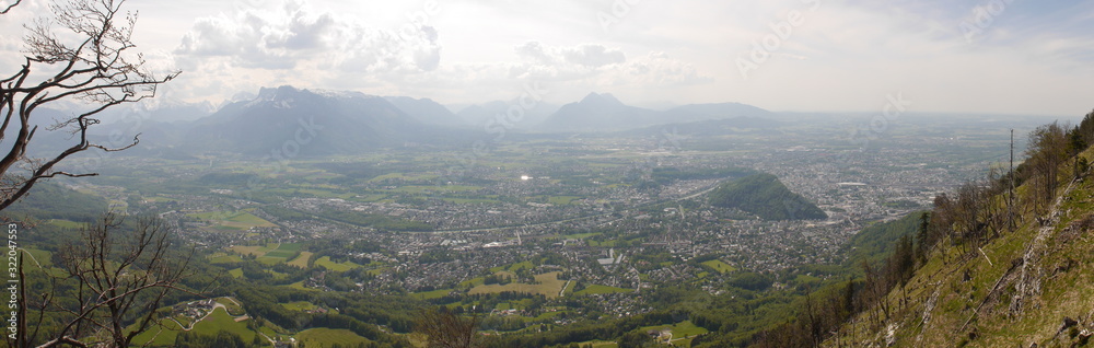 Panoramic view of the city of Salzburg from a height Panoramic view of the city of Salzburg from a height