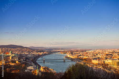 Panoramic view of beautiful Budashet city, top view. Travel to Budapest