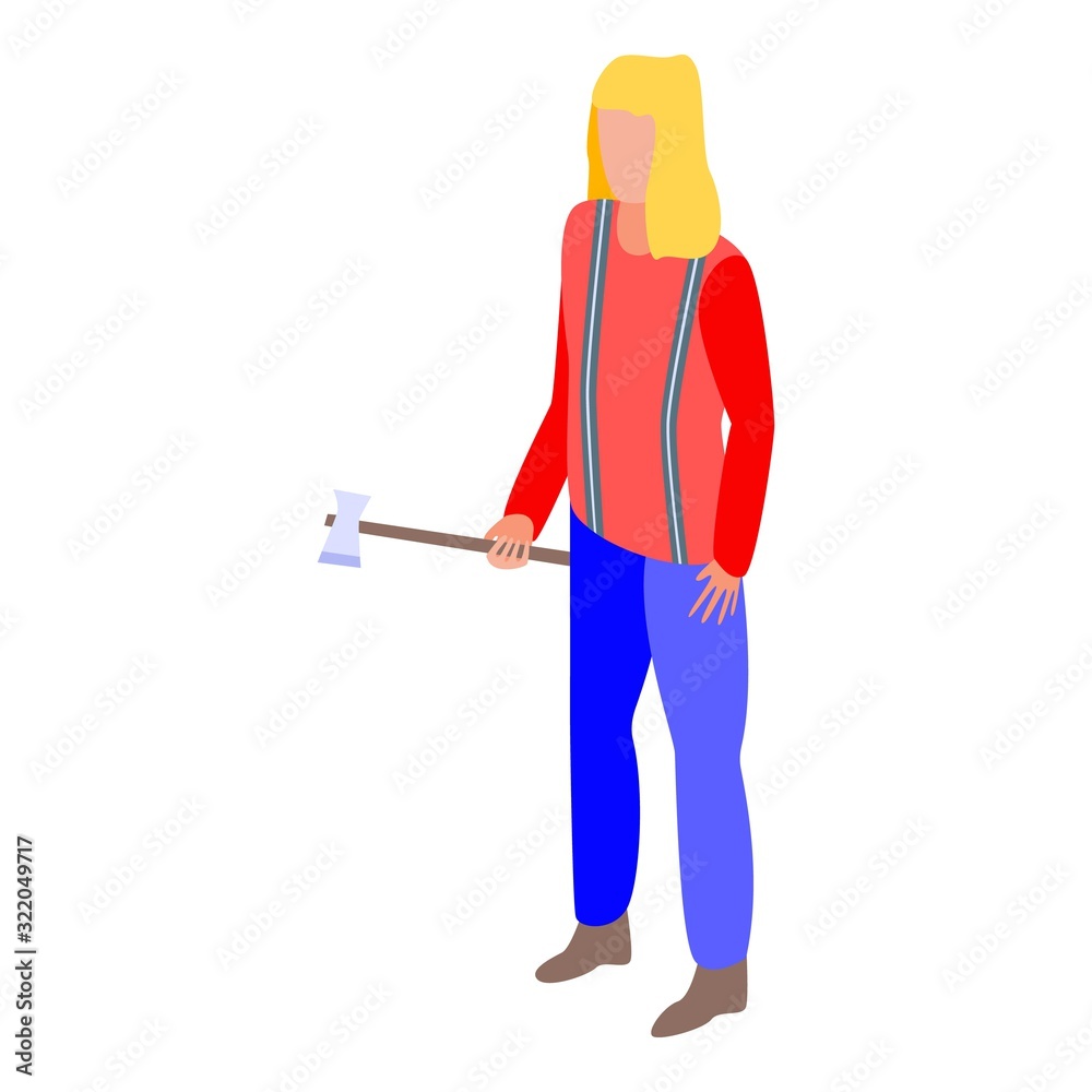 Blonde hair lumberjack icon. Isometric of blonde hair lumberjack vector icon for web design isolated on white background Blonde hair lumberjack icon. Isometric of blonde hair lumberjack vector icon for web design isolated on white background