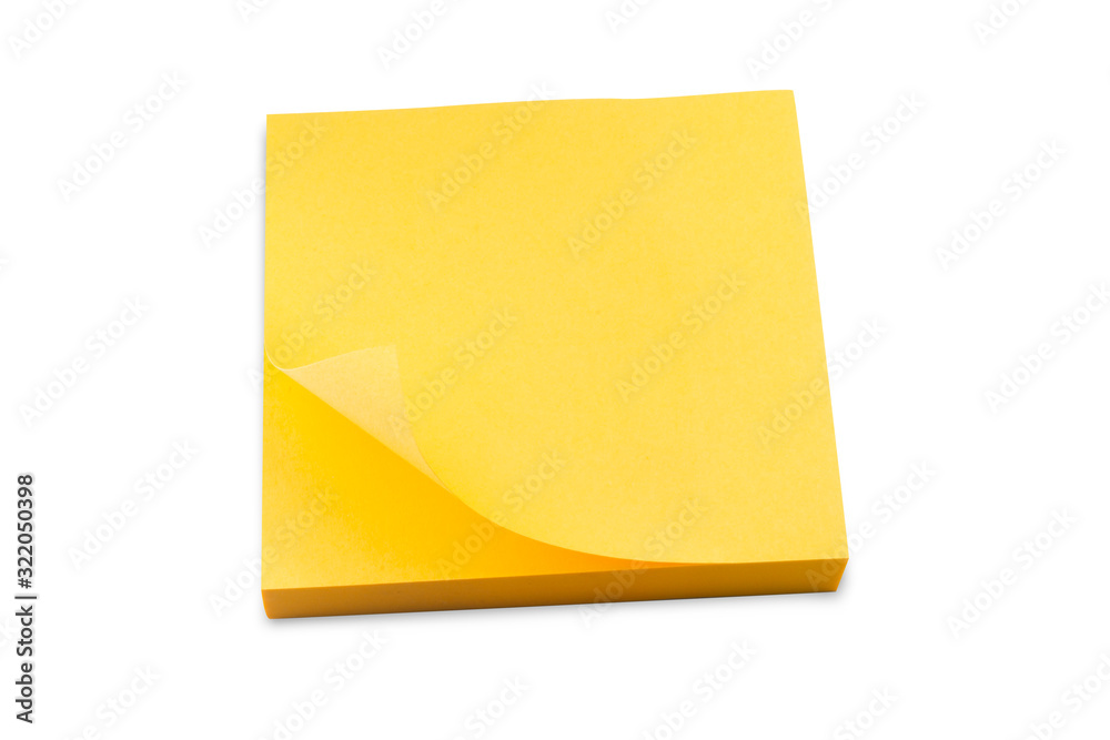 Yellow Note paper on a white background,with clipping path Yellow Note paper on a white background,with clipping path