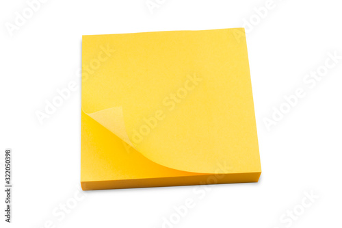  Yellow Note paper on a white background,with clipping path