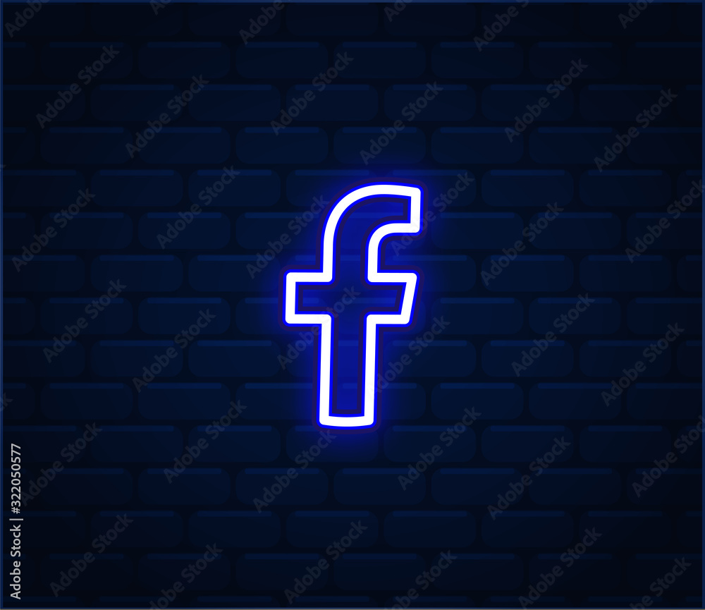 Facebook Neon Logo Facebook Neon Sign Facebook Neon Vector Stock