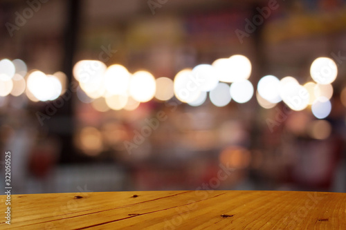 table in the cafe background and the light