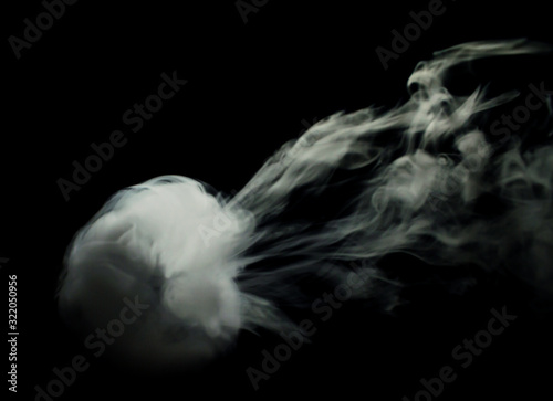 cloud of smoke jellyfish ring on a black background